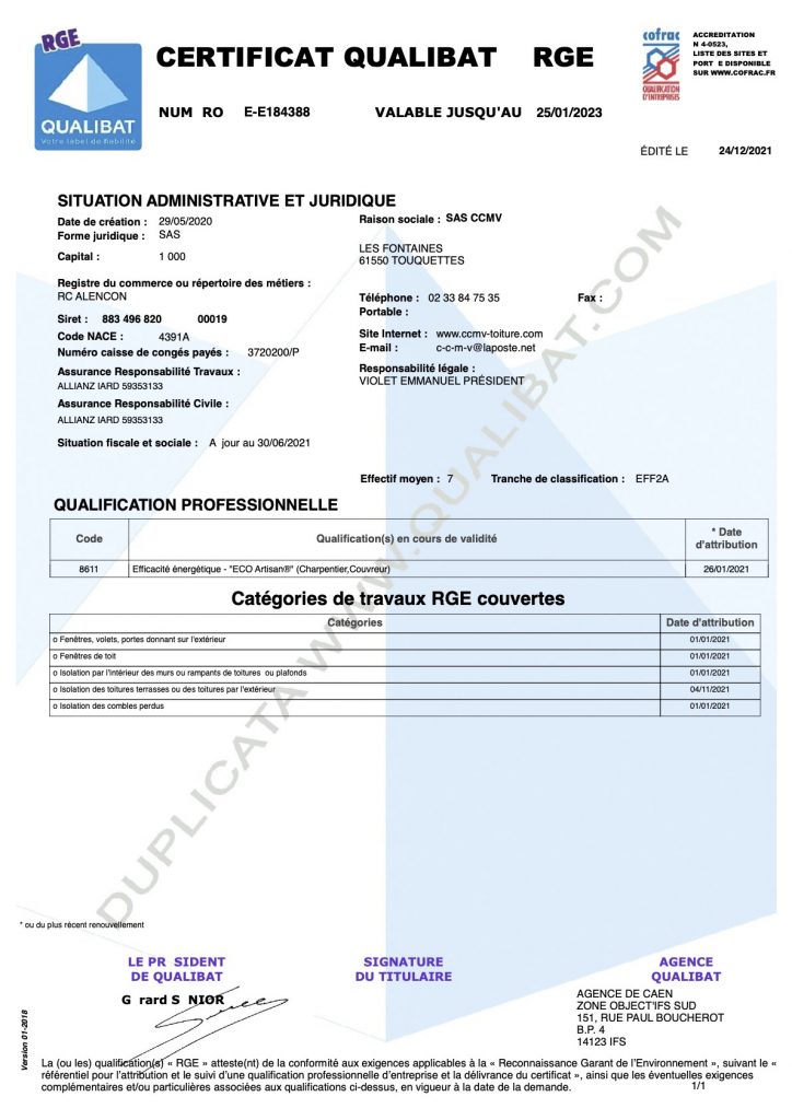 CertificatQualibat - CCMV -61